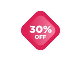 30% de descuento en la promoción de promoción Brillante cartel, banner, anuncios. Oferta de San Valentín, etiqueta de descuento de vacaciones, oferta especial vector