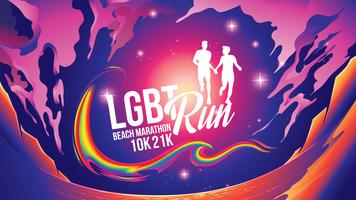 LGBT Marathon Near the Beach Theme vector