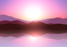Sunset mountain landscape vector