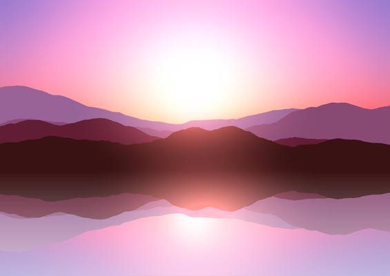 Mountain Sunset Vector Art & Graphics 