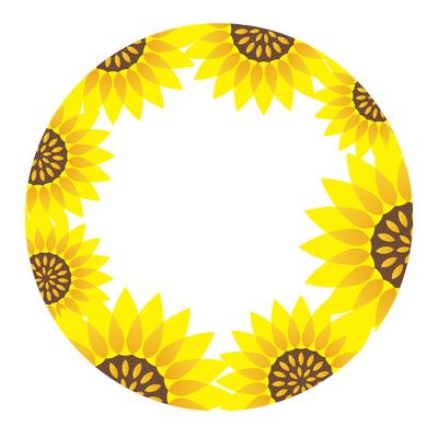 Circular sunflower frame with text space. 