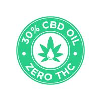 Icono de aceite del 30 por ciento de CBD. Cero THC. vector