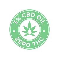 3  percent CBD Oil icon. Zero THC.