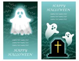 Set of two Happy Halloween greeting card templates with ghosts.