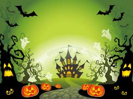 Happy Halloween landscape vector illustration with a text space.