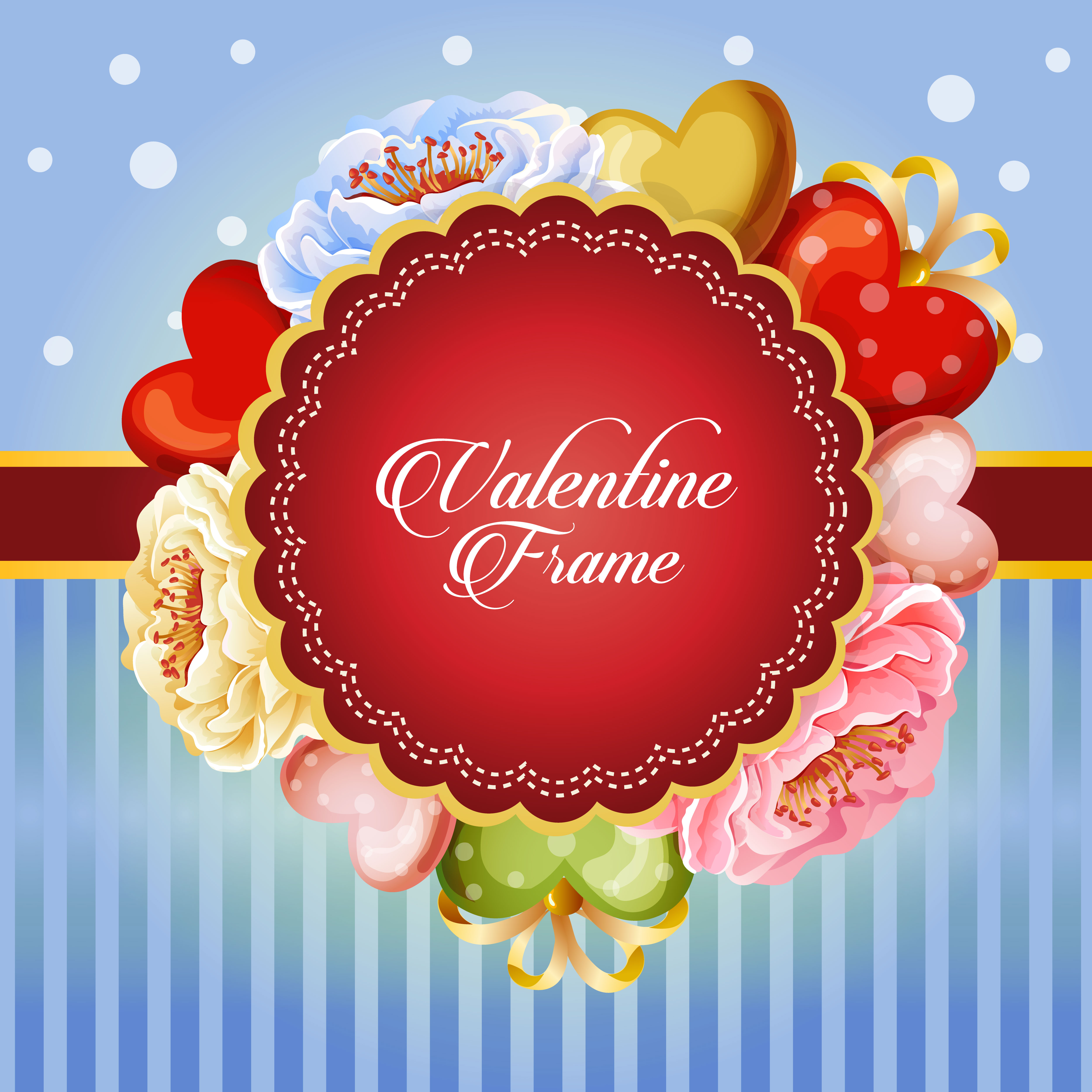 Valentine Card Decorate Beautiful Flower Download Free Vectors