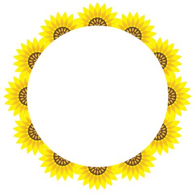 Circular sunflower frame with text space. 