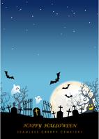 Happy Halloween seamless creepy cemetery with text space. vector