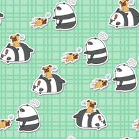 Seamless panda is playing with dog pattern. vector