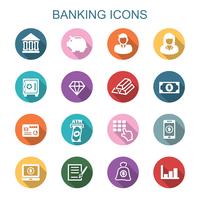 banking long shadow icons vector