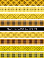 Seamless Tartan plaid banner set, vector illustration. 
