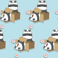 Seamless kawaii pandas and box pattern vector