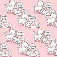 Seamless 2 cats are the best friends of each other pattern. vector