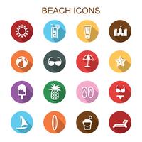 iconos de playa larga sombra vector