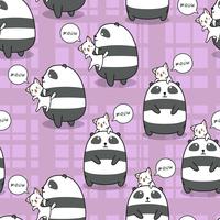 Seamless panda and cat is best friend of each other pattern. vector