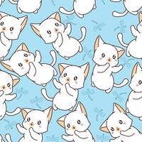 Seamless little cat and dragonfly pattern. vector