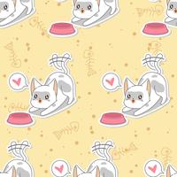 Seamless feeding the cat pattern. vector