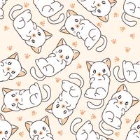 Seamless little cat pattern. vector