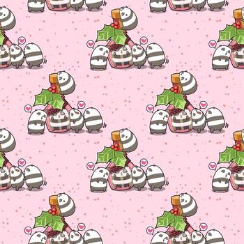 Panda kawaii inconsútil en el patrón de botella y amigos vector