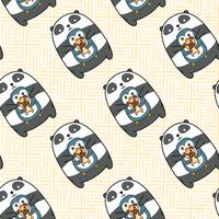 Seamless panda penguin and dog pattern. vector