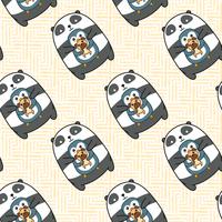 Seamless panda penguin and dog pattern. vector