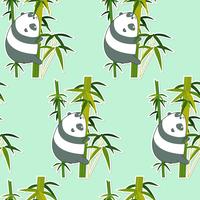 Seamless panda on bamboo pattern.