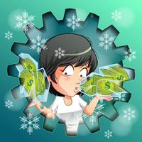 Person is carrying frozen money in ice. vector