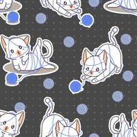 Seamless cute cat is naughty pattern. vector