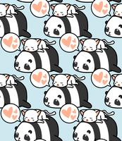 Seamless panda and cat pattern. vector