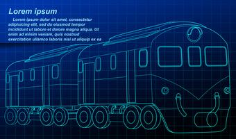 Vehicle outline on blueprint background. vector