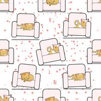 Seamless cat is sleeping on sofa pattern. vector