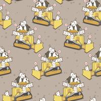 Seamless cute cats and panda on tractor pattern vector