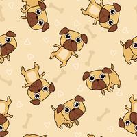 Seamless pug dog pattern. vector