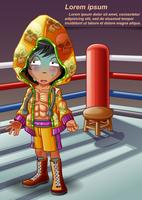 Boxer en la etapa de boxeo en estilo de dibujos animados. vector