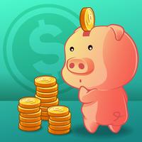 Piggy bank concept in cartoon style. vector