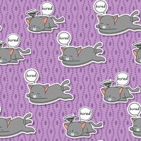 Seamless cat is bored pattern. vector