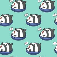 Seamless panda on lifebuoy pattern. vector