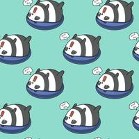 Seamless panda on lifebuoy pattern. vector