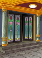 La puerta en estilo de dibujos animados. vector