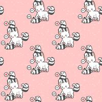 Seamless giant cat and small pandas pattern vector