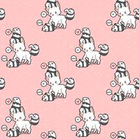 Seamless giant cat and small pandas pattern vector