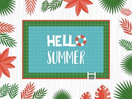 Hello Summer, Top view Swimming pool vector