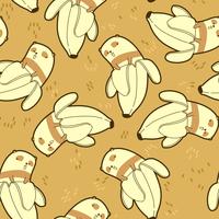 Seamless panda in banana pattern. vector