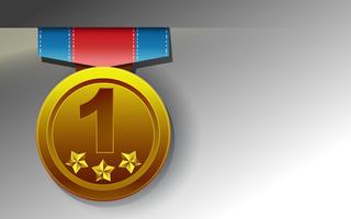 Golden medal on white background in cartoon style. vector