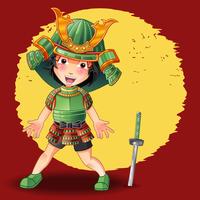 Personaje samurai en estilo de dibujos animados. vector