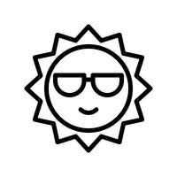 Vector de sol, icono de estilo de línea relacionada tropical