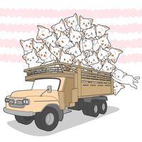 dibujados gatos kawaii en camión. vector