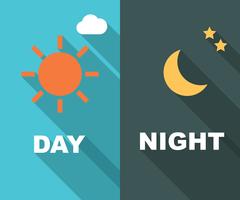 day and night long shadow flat vector