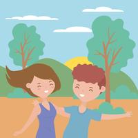 Teenager boy and girl cartoons design vector