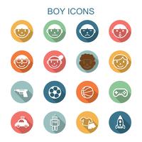 boy long shadow icons vector